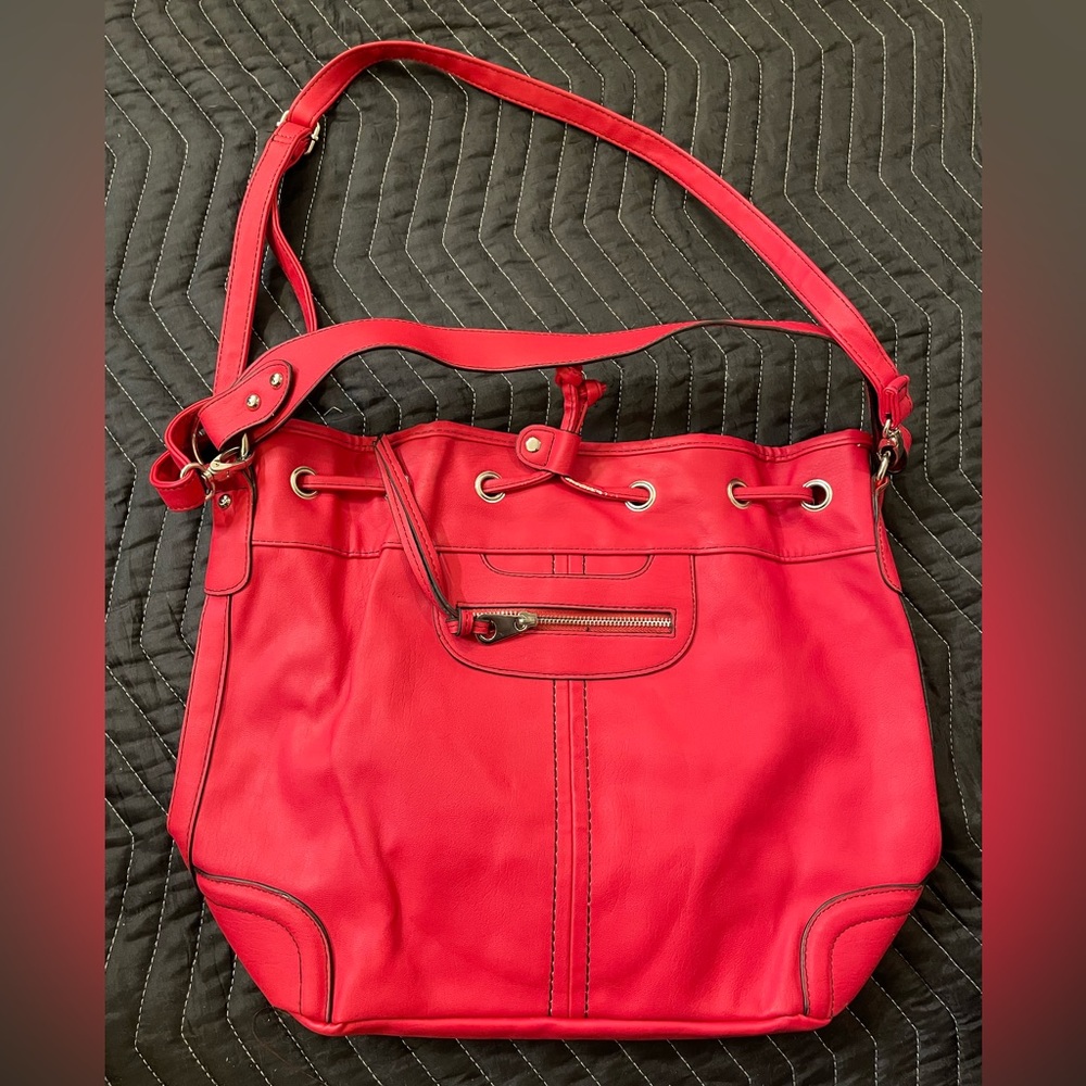 Stylish Tomato Red, Quick Pull Drawstring, Bucket… - image 6